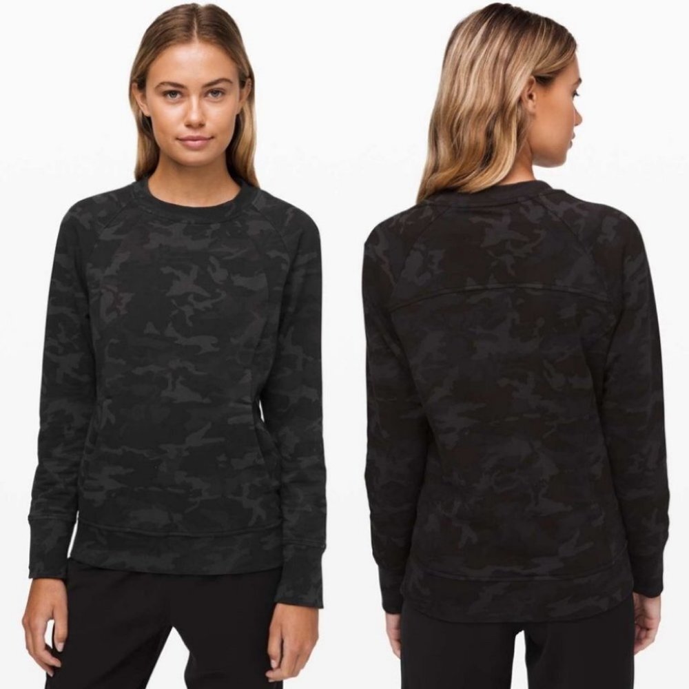 Lululemon 2019 Camouflage‎ Crew Neck Scuba Sweatshirt Pocket Camo Size 8 Sweater